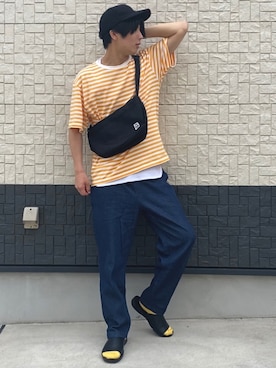 「CHUMS（チャムス）のアイテム（ショルダーバッグ）」を使った、589さん（メンズ・177cm）の春コーディネート