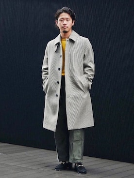 「スタッフセンバツ」｜「アイテム（ステンカラーコート）」を使った、BEAMS Fさん（メンズ・167cm）の冬コーディネート