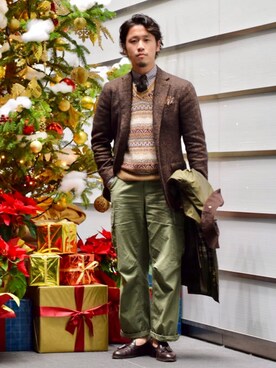 「スタッフセンバツ」｜「アイテム（ステンカラーコート）」を使った、BEAMS Fさん（メンズ・167cm）の冬コーディネート