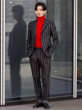 「ブラウンコーデ」｜「アイテム（スーツセット）」を使った、BEAMS Fさん（メンズ・171cm）の冬コーディネート