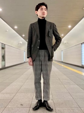 「JOHN SMEDLEY（ジョンスメドレー）のアイテム（ニット/セーター）」を使った、BEAMS Fさん（メンズ・168cm）の冬コーディネート