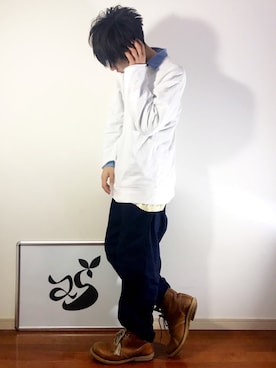 「DIESEL（ディーゼル）のアイテム（ブーツ）」を使った、25takaさん（メンズ・172cm）の秋コーディネート