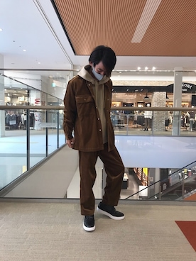 「UNION STATION（ユニオンステーション）のコーデュロイシェフパンツ（その他パンツ）」を使った、tomoさん（メンズ・169cm）の秋コーディネート