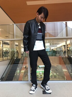 「ユニオンステーション」｜「アイテム（ライダースジャケット）」を使った、tomoさん（メンズ・169cm）の秋コーディネート