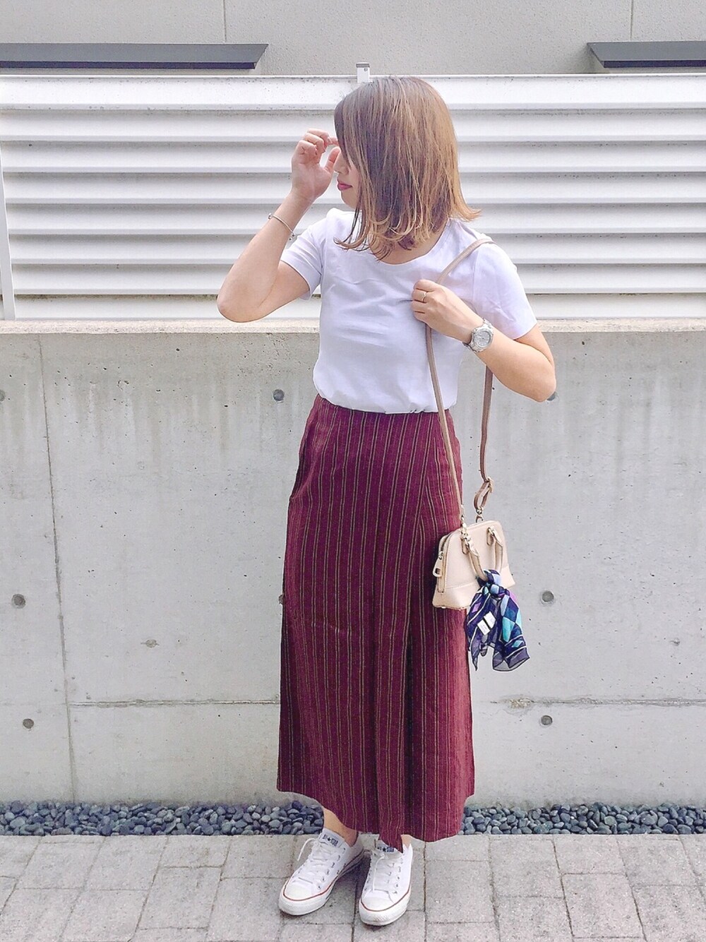 未使用に近い 未使用に近い プラージュ キュプラストライプスカート  