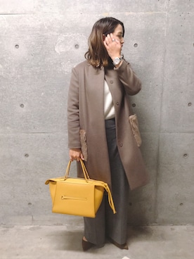 「BALLSEY（ボールジィ）のアイテム（ノーカラージャケット）」を使った、Maakoさん（レディース・165cm）の冬コーディネート