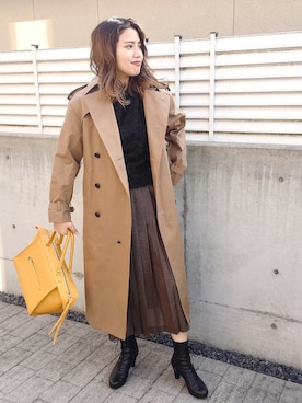 「アイテム（トレンチコート）」を使った、Maakoさん（レディース・165cm）の冬コーディネート