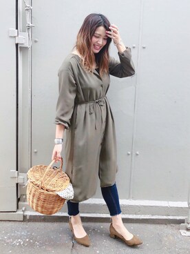 「Boisson Chocolat（ボワソンショコラ）のアイテム」を使った、Maakoさん（レディース・165cm）の春コーディネート