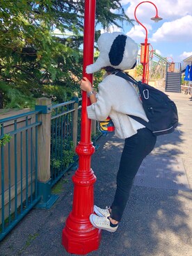 「SNOOPY（スヌーピー）のアイテム（帽子）」を使った、Maakoさん（レディース・165cm）の秋コーディネート