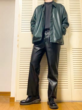 「HARE（ハレ）のアイテム（テーラードジャケット、グリーン系）」を使った、ゐをりさん（メンズ・171cm）の冬コーディネート