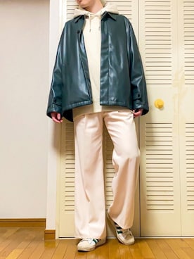 「HARE（ハレ）のアイテム（テーラードジャケット、グリーン系）」を使った、ゐをりさん（メンズ・171cm）の春コーディネート