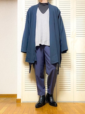 「グレーコーデ」｜「アイテム（その他アウター）」を使った、ゐをりさん（メンズ・171cm）の春コーディネート