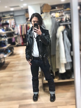 「Hanes」｜「アイテム（ブーツ）」を使った、Jackさん（メンズ・171cm）の冬コーディネート