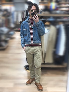 「RRL（ダブル アール エル）のアイテム（チノパンツ）」を使った、Jackさん（メンズ・171cm）の春コーディネート