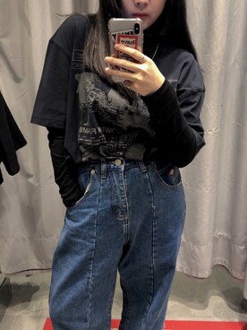 「5（ファイブ）のアイテム（パンツ）」を使った、奈奈さん（レディース・153cm）の春コーディネート