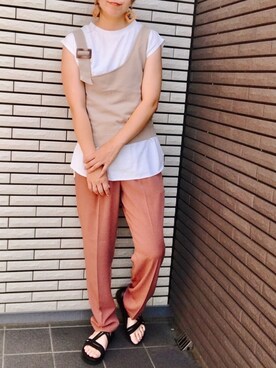 「LEPSIM（レプシィム）のベルトアツゾコサンダル　790591（サンダル）」を使った、nenekokoさん（レディース・163cm）の夏コーディネート