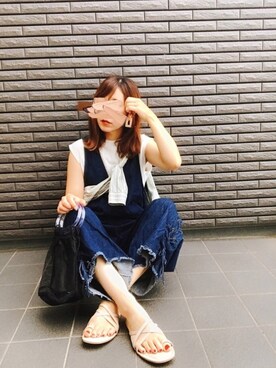 「ラフスタイル」｜「アイテム（オールインワン・サロペット）」を使った、nenekokoさん（レディース・163cm）の夏コーディネート
