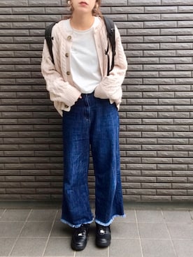 「アイテム（バックパック/リュック）」を使った、nenekokoさん（レディース・163cm）の秋コーディネート