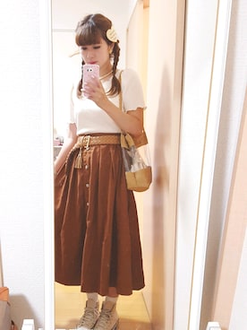 「アイテム（バレッタ/ヘアクリップ、ホワイト系）」を使った、lycka,さん（レディース・160cm）の夏コーディネート