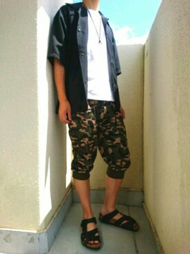 「RAGEBLUE（レイジブルー）のアイテム（その他トップス、ブラック系）」を使った、ゆうききさん（メンズ・162cm）の夏コーディネート