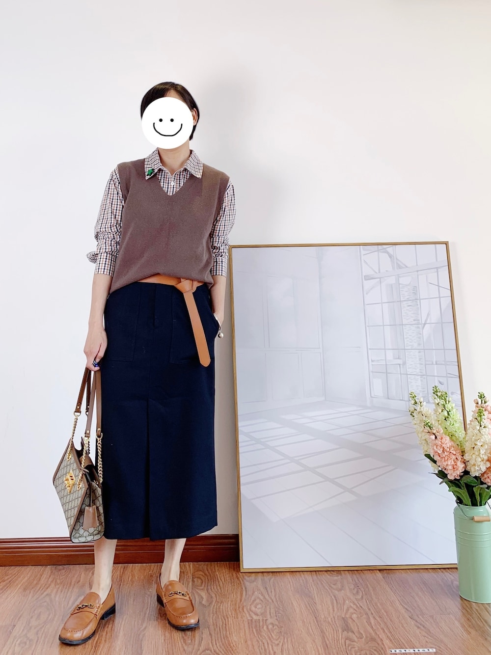 「ootd、休闲、通勤穿搭」｜「COACHのアイテム（ローファー、ブラウン系）」を使った、YUKIさん（レディース・166cm）の秋コーディネートの1枚目の写真