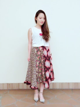 「DIESEL（ディーゼル）のアイテム（パンプス）」を使った、kulumiさん（レディース・151cm）の夏コーディネート
