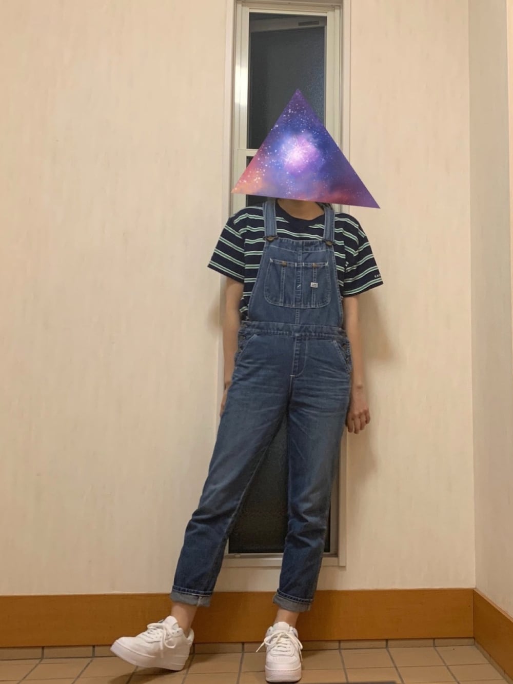 「カンゴール、カジュアル、おしゃれさんと繋がりたい、KANGOL」｜「Leeのアイテム（オールインワン・サロペット、ブルー系）」を使った、ちぃさん（レディース・164cm）の秋コーディネートの1枚目の写真