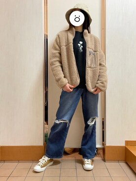 「KANGOL（カンゴール）のアイテム（ジャケット/アウター）」を使った、ちぃさん（レディース・164cm）の冬コーディネート