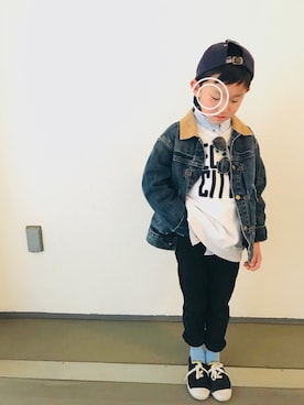 「ZION（ザイオン）のアイテム」を使った、kafuさん（キッズ・126cm）の春コーディネート