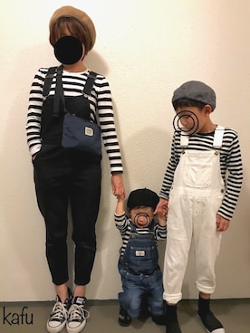 「Another Edition（アナザーエディション）のアイテム（オールインワン・サロペット）」を使った、kafuさん（キッズ・80cm）の春コーディネート