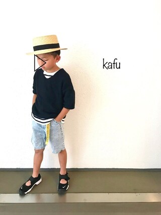 kafu使用「B:MING by BEAMS（ビーミング by ビームス / ストローカンカン帽）」的時尚穿搭