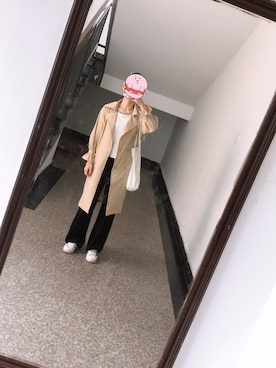 「休闲」｜「アイテム（トレンチコート）」を使った、施呀呀呀さん（レディース・158cm）の秋コーディネート