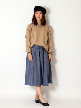 「LBC（エルビーシー）のアイテム（ハンチング/ベレー帽）」を使った、sakuさん（レディース・164cm）の冬コーディネート