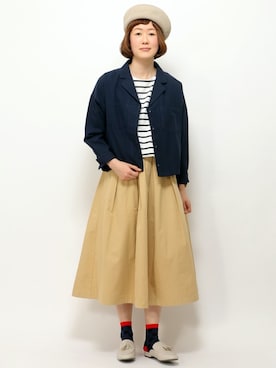 「LBC（エルビーシー）のアイテム（ハンチング/ベレー帽）」を使った、sakuさん（レディース・164cm）の春コーディネート