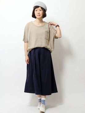「LBC（エルビーシー）のアイテム（ハンチング/ベレー帽）」を使った、sakuさん（レディース・164cm）の春コーディネート