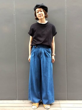 「LBC（エルビーシー）のアイテム（ハンチング/ベレー帽）」を使った、sakuさん（レディース・164cm）の夏コーディネート