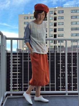 「LBC（エルビーシー）のアイテム（帽子）」を使った、sakuさん（レディース・164cm）の夏コーディネート