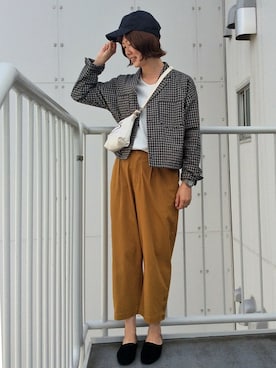 「LBC（エルビーシー）のアイテム（帽子）」を使った、sakuさん（レディース・164cm）の秋コーディネート