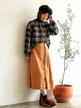 「LBC（エルビーシー）のアイテム（帽子）」を使った、sakuさん（レディース・164cm）の秋コーディネート