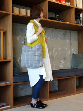 「LBC（エルビーシー）のアイテム（シャツワンピース）」を使った、sakuさん（レディース・164cm）の秋コーディネート