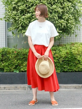 「LBC（エルビーシー）のアイテム（帽子）」を使った、sakuさん（レディース・164cm）の夏コーディネート