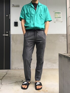 「SHIPS JET BLUE（シップスジェットブルー）のアイテム（サンダル）」を使った、westfaceさん（メンズ・176cm）の夏コーディネート