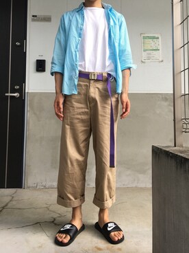 「SHIPS JET BLUE（シップスジェットブルー）のアイテム（サンダル）」を使った、westfaceさん（メンズ・176cm）の夏コーディネート