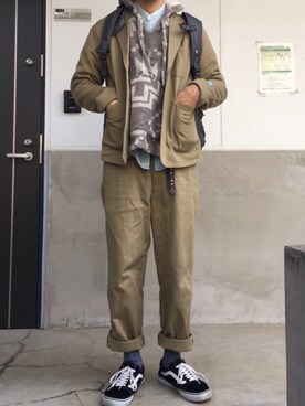 「417 EDIFICE（フォーワンセブンエディフィス）のアイテム（バッグ）」を使った、westfaceさん（メンズ・176cm）の秋コーディネート