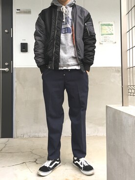 「アーバンリサーチ」｜「アイテム（MA-1）」を使った、westfaceさん（メンズ・176cm）の秋コーディネート