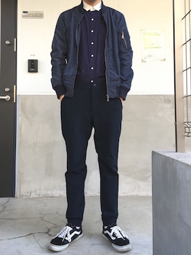 「WEGO（ウィゴー）のアイテム（ミリタリージャケット）」を使った、westfaceさん（メンズ・176cm）の冬コーディネート
