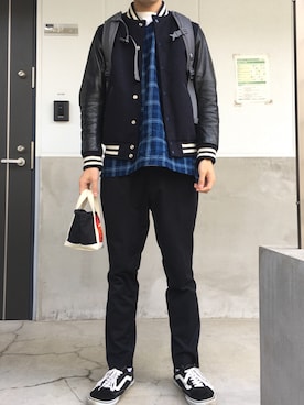 「アーバンリサーチ」｜「アイテム（スタジャン）」を使った、westfaceさん（メンズ・176cm）の冬コーディネート