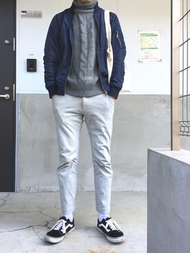 「WEGO（ウィゴー）のアイテム（ミリタリージャケット）」を使った、westfaceさん（メンズ・176cm）の冬コーディネート