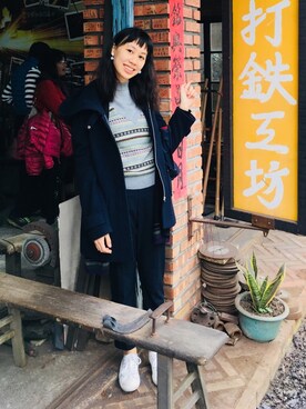 「handmade」｜「アイテム（スラックス）」を使った、Lillian  Wuさん（レディース・164cm）の冬コーディネート