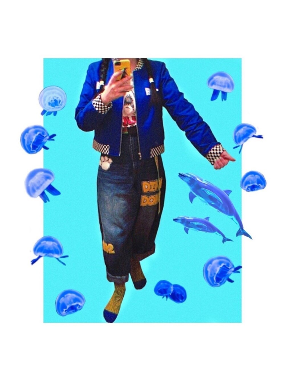 「推しコーデ」｜「Aymmy in the batty girlsのPOWER VARSITY ジャケット（ブルゾン、イエロー系）」を使った、DOSOさん（レディース・152cm）の春コーディネートの1枚目の写真